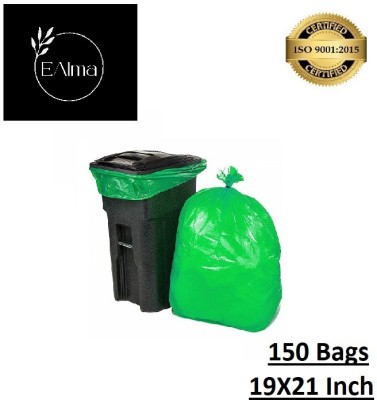 EAlma Biodegradable Trash Bags/Dustbin Garbage Bags For Home/Office & Kitchen, Green, 5 Rolls(150 Bags), 19X21 Medium 15 L Garbage Bag  Pack Of 150(150Bag )