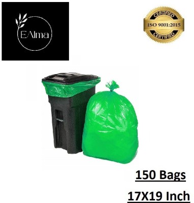 EAlma Biodegradable Trash Bags/Dustbin Garbage Bag For Home/Office & Kitchen, Green, 5 Rolls(150 Bags), 17X19 Small 10 L Garbage Bag  Pack Of 150(150Bag )