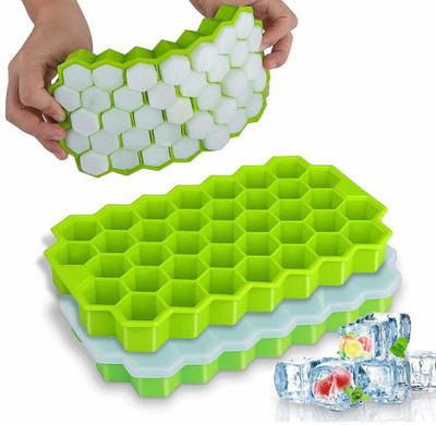 Shree Ganesh Enterprice Flexible Silicon Honeycomb Shape Ice Cube Mould Green Plastic Ice Cube Tray(Pack of1)