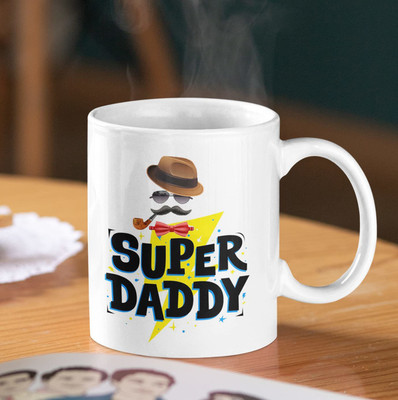 BlueBells Gifting Happy Father's Day, Happy Birthday Dad, Super Dad, My Dad My Hero White Ceramic(325ml) | Gift for Birthday, Father's Day, Thank You, Anniversary Ceramic Coffee Mug(325 ml)