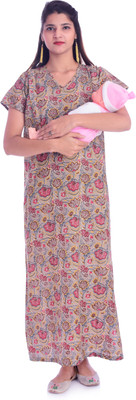 Ravaiyaa - Attitude Is Everything Women Maternity/Nursing Nighty(Grey)