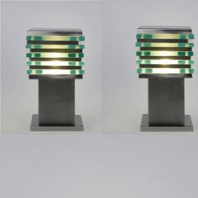 Online Generation SILVER_ICE_CUBE_GATE_LIGHT_2 Gate Light Outdoor Lamp(Clear, White)
