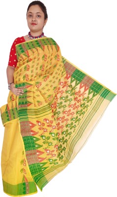 Mayabi Woven Baluchari Pure Cotton Saree(Yellow)