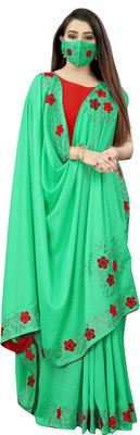 pUNYATHA CREATION Embroidered Chanderi Silk Blend Saree(Light Green)