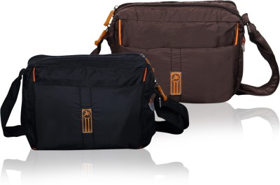 NFI essentials Black, Brown Sling Bag Men's Sling Bag Pack of 2 Stylish Cross Body Travel Office Business Messenger Bag for Men Women
