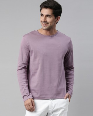 RARE RABBIT Solid Men Round Neck Purple T-Shirt