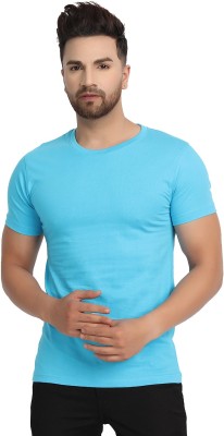 ESPARTO Solid Men Round Neck Blue T-Shirt