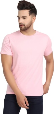 ESPARTO Solid Men Round Neck Pink T-Shirt