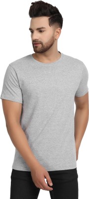 ESPARTO Solid Men Round Neck Grey T-Shirt