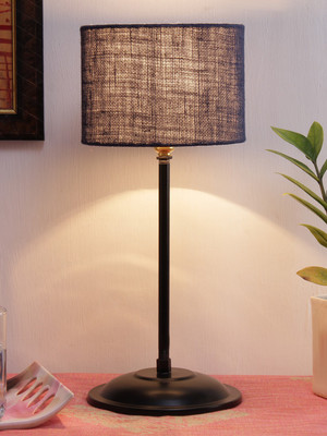 Devansh Blue Jute shade lamp with black base Table Lamp(41 cm, Blue)