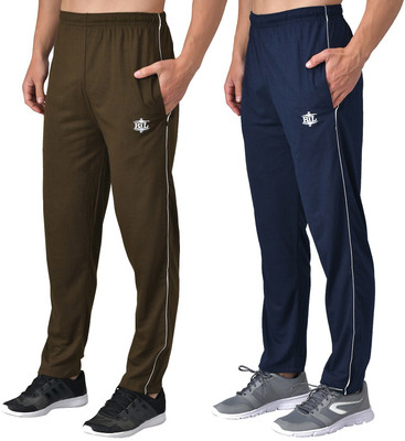 eCools Solid Men Blue, Brown Track Pants