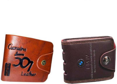 Felice Men Casual Brown, Tan Artificial Leather Wallet(10 Card Slots, Pack of 2)