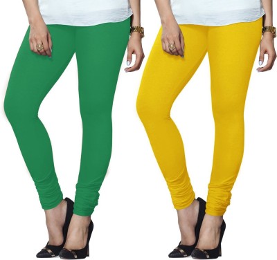 Lyra Churidar  Ethnic Wear Legging(Green, Yellow, Solid)