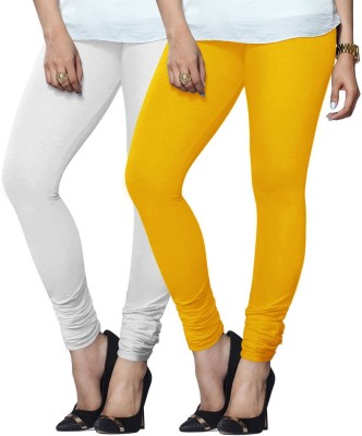 Lyra Churidar  Ethnic Wear Legging(White, Yellow, Solid)