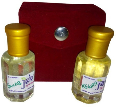 JSK Combo Pack of 2-(Attar KEWRA & Attar GULAB)-24Ml-P-02 Floral Attar(Rose, Kewda)