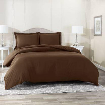 SOENNA 250 TC Cotton Double Solid Flat Bedsheet(Pack of 1, Brown)