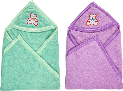 BABY ZONE Solid Single Hooded Baby Blanket for  Mild Winter(Polyester, C.Green/Move)