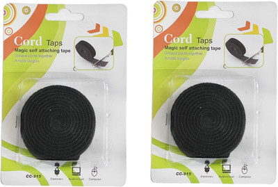 HSR Reusable Cable Ties Strap with Double Sided Hook & Loop Wire Organizer Nylon Standard Cable Tie(Black Pack of 2)