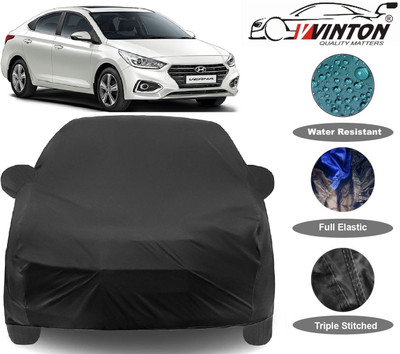 V VINTON Car Cover For Hyundai Fluidic Verna (With Mirror Pockets)(Black)