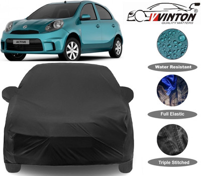 V VINTON Car Cover For Nissan Micra Active (With Mirror Pockets)(Black)