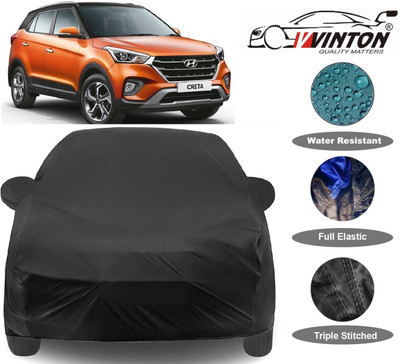 V VINTON Car Cover For Hyundai Creta (With Mirror Pockets)(Black)