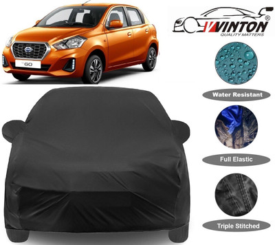 V VINTON Car Cover For Datsun Go (With Mirror Pockets)(Black)