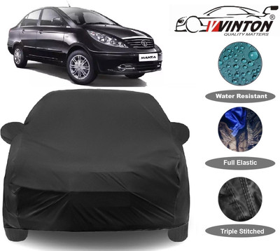V VINTON Car Cover For Tata Manza (With Mirror Pockets)(Black)