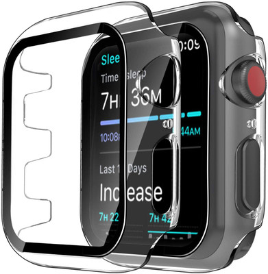 Maxpro Edge To Edge Tempered Glass for Apple iWatch Case 44mm Series SE,6,5,4,3,2,1 Screen Protector, High Sensitive Tempered Glass and PC Protective Cover(Pack of 1)