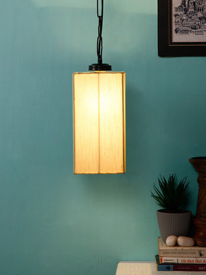 Devansh Off-white Cotton Square Hanging Lamp-Iron (Pack of 1) Pendant Lamp Ceiling Lamp(Yellow)