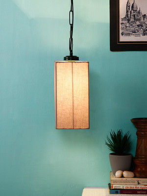 Devansh Grey Cotton Square Hanging Lamp-Iron (Pack of 1) Pendant Lamp Ceiling Lamp(Grey)