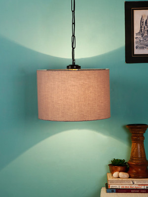 Devansh Grey Cotton drum Hanging Lamp-Iron (Pack of 1) Pendant Lamp Ceiling Lamp(Grey)