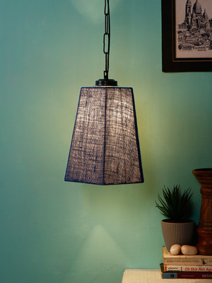 Devansh Blue Jute PyramidHanging Lamp-Iron (Pack of 1) Pendant Lamp Ceiling Lamp(Blue)
