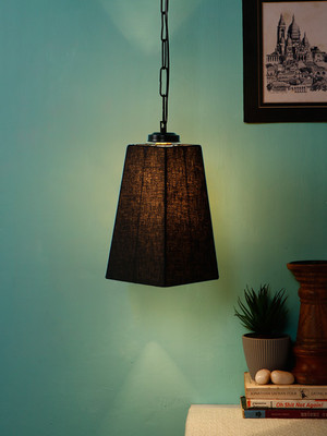 Devansh Black Cotton Pyramid Hanging Lamp-Iron (Pack of 1) Pendant Lamp Ceiling Lamp(Black)