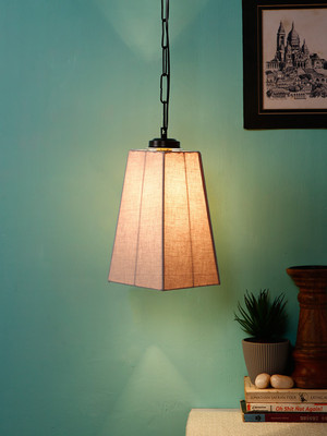 Devansh Grey Cotton Pyramid Hanging Lamp-Iron (Pack of 1) Pendant Lamp Ceiling Lamp(Grey)