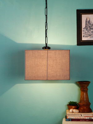 Devansh Grey Cotton Square Hanging Lamp-Iron (Pack of 1) Pendant Lamp Ceiling Lamp(Grey)
