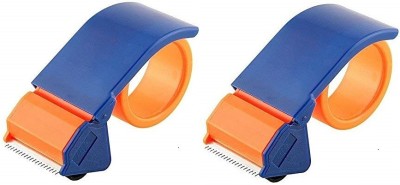 AlexVyan Single Sided 2 Pcs 2 inch Manual Tape Gun Hand Tape Dispenser Packing Packaging Boxes Roll Roller Cutter Parcel Handheld Dispenser Tape Dispencer (Manual)(Set of 2, Blue, Orange)