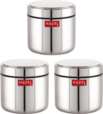 HAZEL Steel Utility Container  - 650 ml(Pack of 3, Silver)