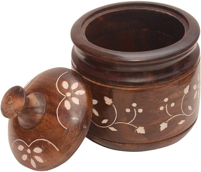SWH Wooden Pickle Jar  - 300 ml(Brown)
