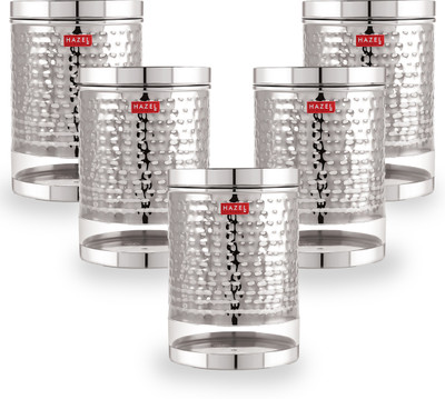 HAZEL Steel Grocery Container  - 2500 ml(Pack of 5, Silver)