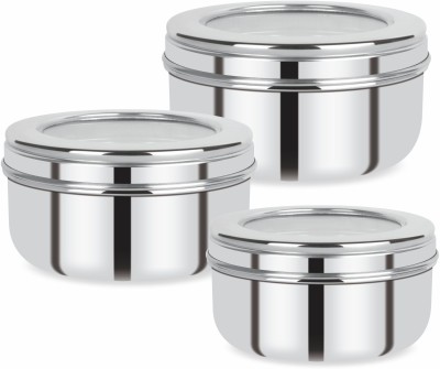 Renberg Steel Utility Container  - 600 ml(Pack of 3, Silver)