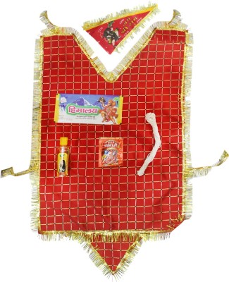 MyGodGift My God Gift Hanuman Ji ka Chola with Silver Bark Sindoor,Janau, Chameli Oil with Flag for Home/Temple Dress(Cotton)