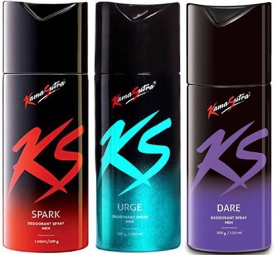 Kamasutra Dare Spark Urge Deodorant Spray  -  For Men(450 ml, Pack of 3)