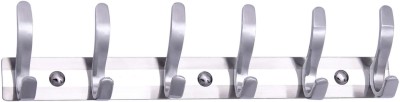 Sureify Stainless Steel And Aluminium Alloy Fescue 6 Pins Cloth Hanger Bathroom Wall Hook Rail 6(Pack of 1)