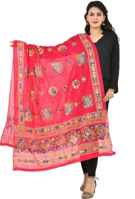 CHINU ENTERPRISES Cotton Blend Embroidered Women Dupatta