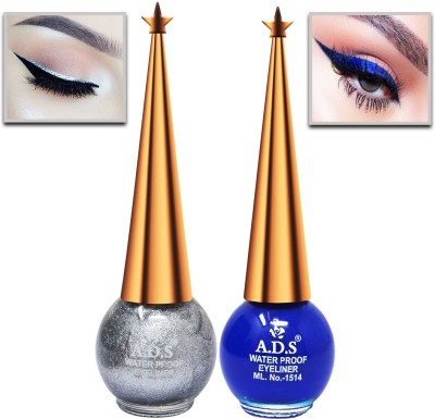 ads Eye Liner, Water PROOF, Long-Lasting, Silver, Blue AE501, 10ml 10 ml(Silver, Blue)