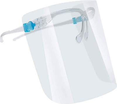 Lehza Face Protector Safety Face Shield With Glasses | face shield mask reusable | face shield specs | Global World Safety Face Shields with Glasses Frames - Ultra Clear Protective Full Face Shields to Protect Eyes, Nose, Mouth - Anti-Fog PET Plastic Sanitary Droplet Splash Guard. Safety Visor Plus