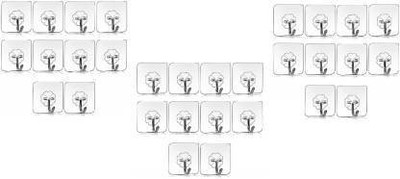 SEAHAVEN Set of 30 Sticker Wall Hooks Heavy Duty Hooks for Hanging Magic Stickers Hooks Adhesive Hooks for Hanging Keys Strong Sticky Towel Hanger Hook Wall Stick Hooks Door Hanger Hook Clothes, Adhesive Hooks for Wall, Utensils Holder Hanging Hooks for Bathroom, Kitchen wall Hook (Pack of 30) Door 
