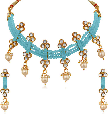 Stefan Alloy Gold-plated Blue, White Jewellery Set(Pack of 1)