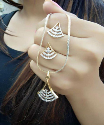 Pihoo Enterprise Alloy Gold-plated White, Beige Jewellery Set(Pack of 1)