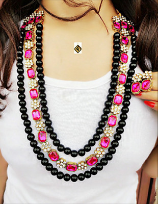 CATALYST Crystal, Copper, Dori Brass Black, Pink Jewellery Set(Pack of 1)